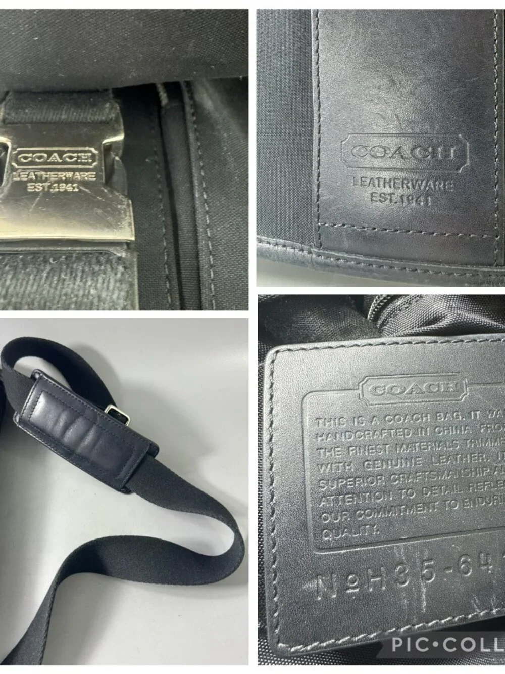 Authentic Coach #6411 Black Canvas with Leather Accents messenger Bag
